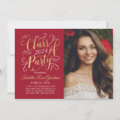 Class of 2024 Red Gold Graduation Party Photo Invitation (Front)