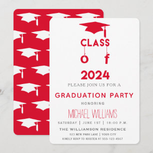 Class of 2024  - Red Graduation Party Invitation