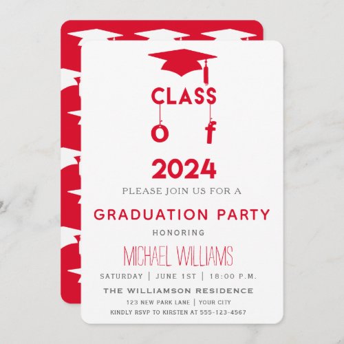 Class of 2024  _ Red Graduation Party Invitation