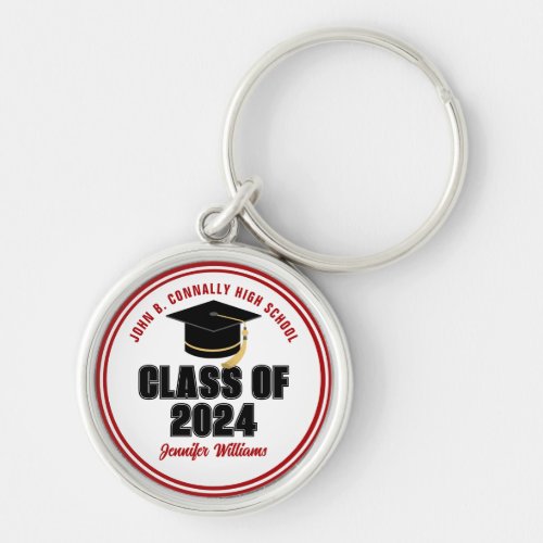 Class of 2024 Red Personalized Graduate Keepsake Keychain