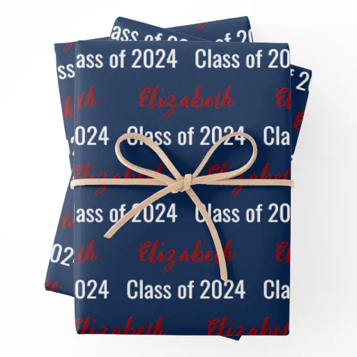 Class of 2024 Red White and Blue Graduate's Name Wrapping Paper Sheets