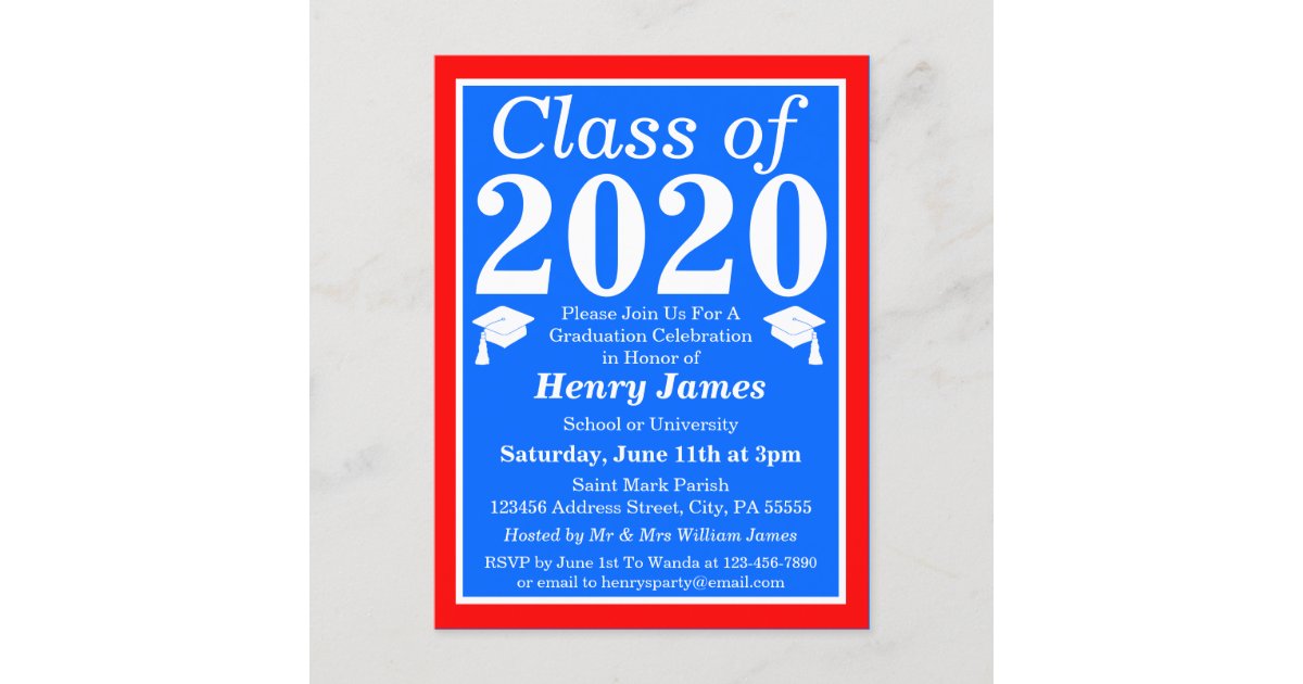 Class of 2024 Red White Blue Graduation Invitation Postcard Zazzle