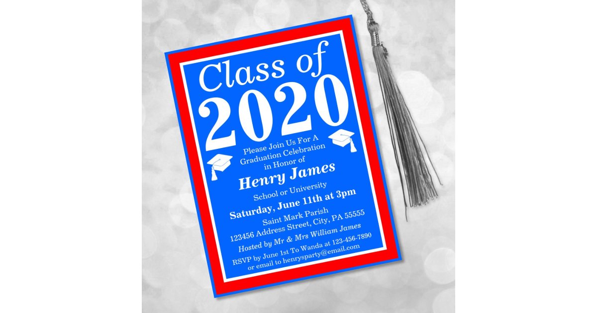 Class of 2024 Red White Blue Graduation Invitation Postcard Zazzle