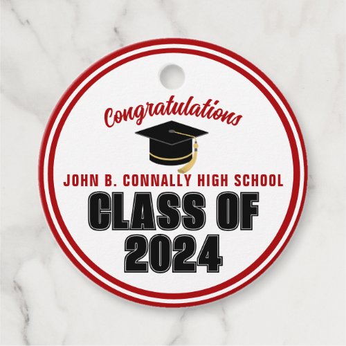 Class of 2024 Red White Custom Graduation Party Favor Tags