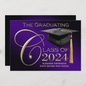 Class of 2024 Rich Purple Graduation Announcement (Front/Back)