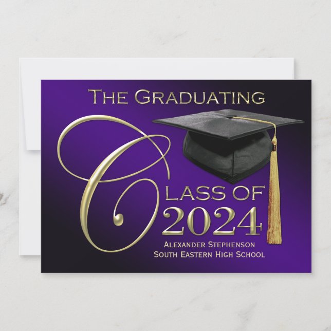 Class of 2024 Rich Purple Graduation Announcement (Front)