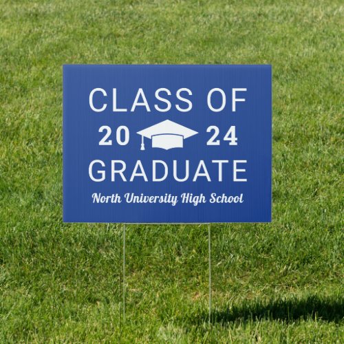 Class of 2024 Royal Blue High School Graduate Sign