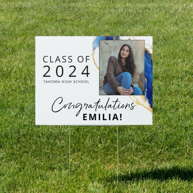 Class of 2024 Royal Blue Yellow Gold Graduation  Sign (Insitu)