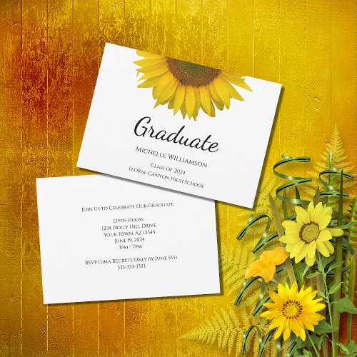  Class of 2024 Rustic Sunflower Graduation Party  Invitation