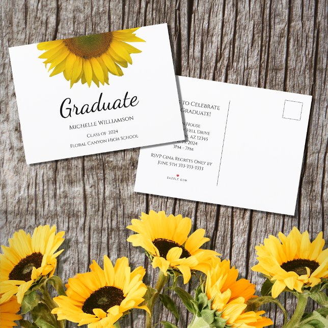  Class of 2024 Rustic Sunflower Graduation Party  Invitation Postcard (Creator Uploaded)