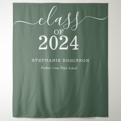 Class of 2024 Sage Green Graduation Backdrop Prop