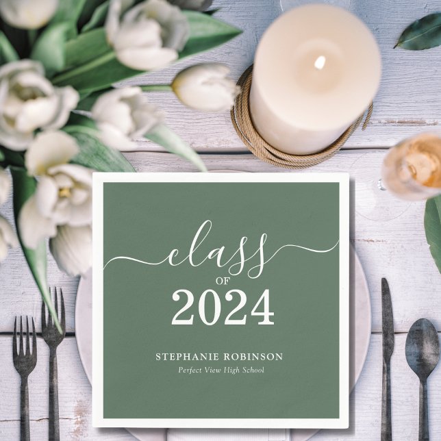 Class of 2024 Sage Green Graduation Party Napkins (Creator Uploaded)