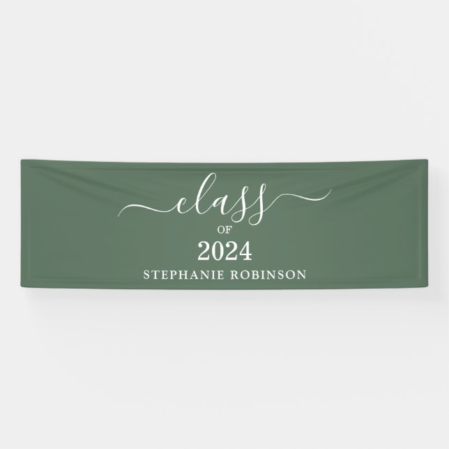 Class of 2024 Sage Green Simple Graduation Banner (Horizontal)