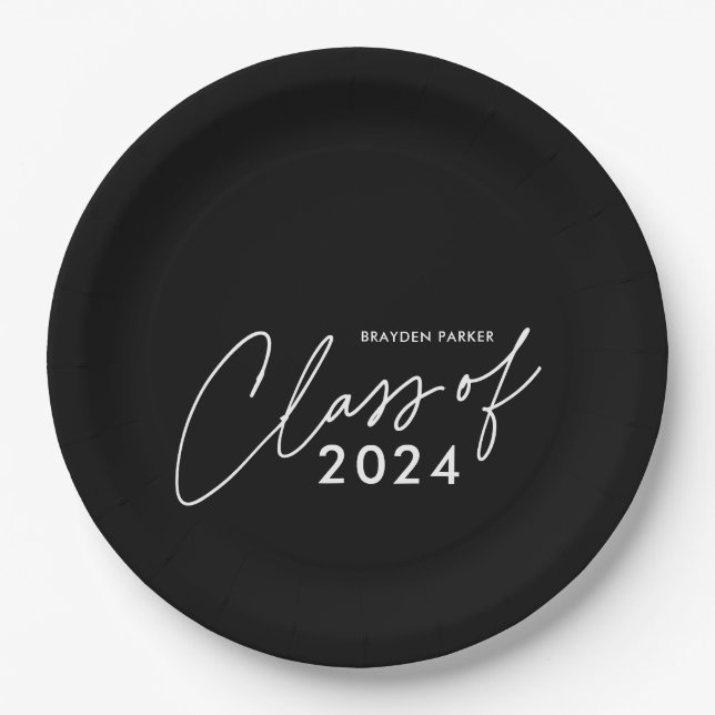 Class of 2024 Script Graduation Paper Plates (Front)