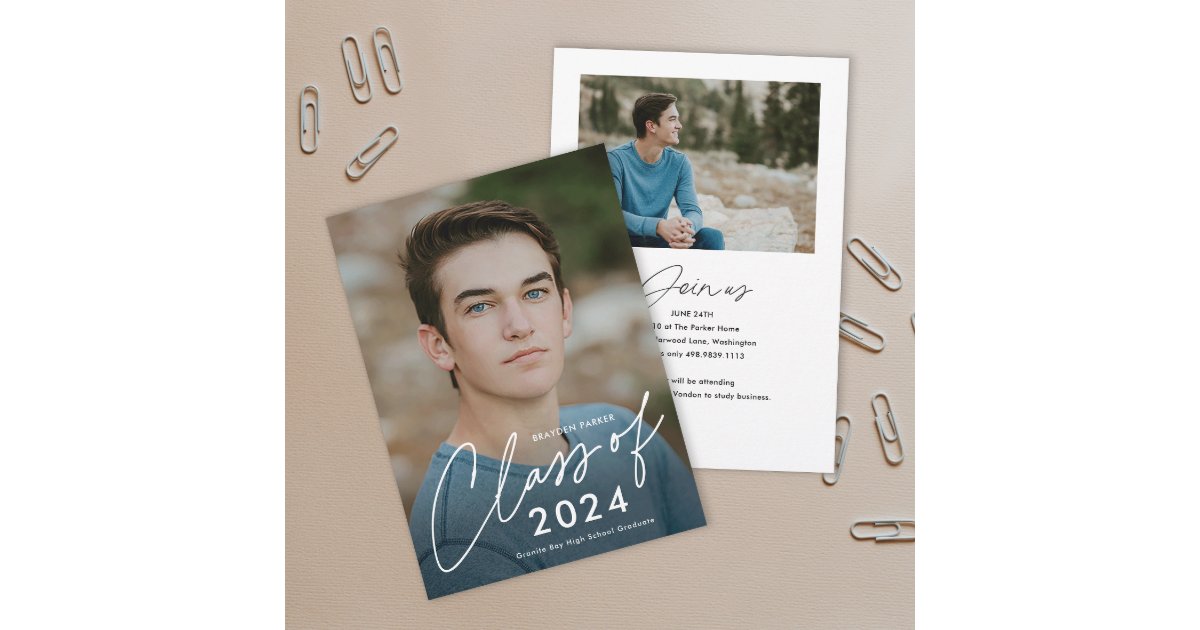 Class of 2024 Script Photo Graduation Invitation | Zazzle