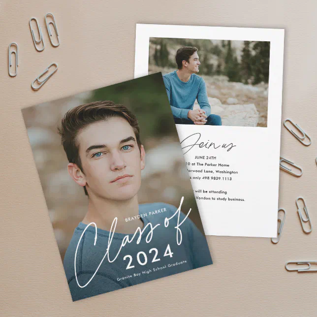 Class of 2024 Script Photo Graduation Invitation | Zazzle