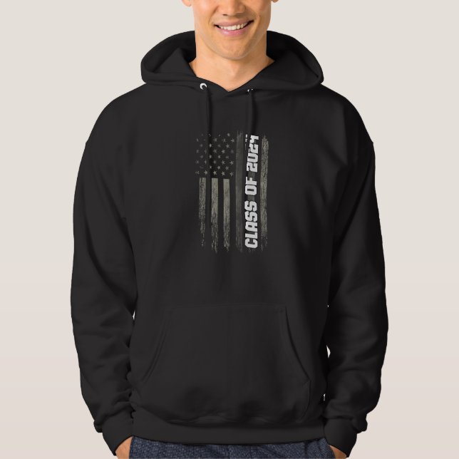 Class of 2024 Senior 2024 Graduation American Flag Hoodie (Front)