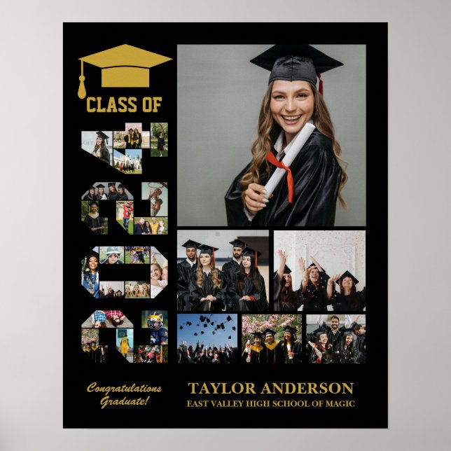 Class of 2024 Senior Graduation Day Photo Collage Poster (Front)