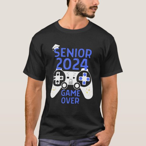 Class Of 2024 Senior Video Game Over School Gamer T_Shirt