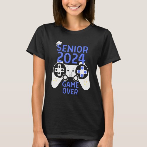 Class Of 2024 Senior Video Game Over School Gamer  T_Shirt
