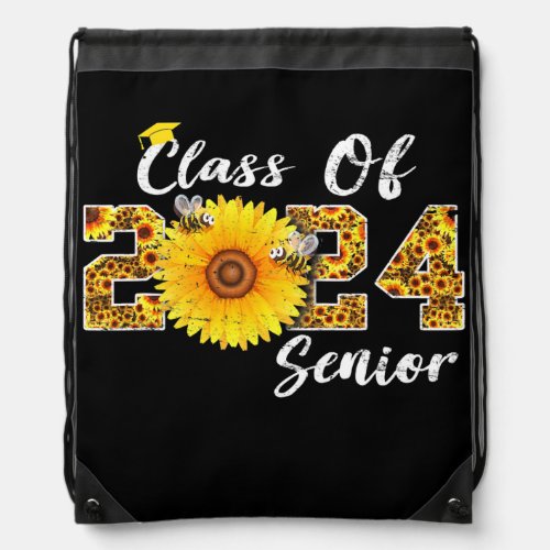 Class of 2024 Senior Year Grad Sunflower Gift for Drawstring Bag