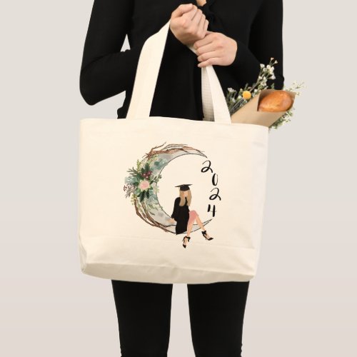 Class of 2024 _ Shoot For the Moon Large Tote Bag