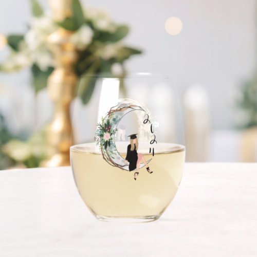 Class of 2024 _ Shoot For the Moon Stemless Wine Glass