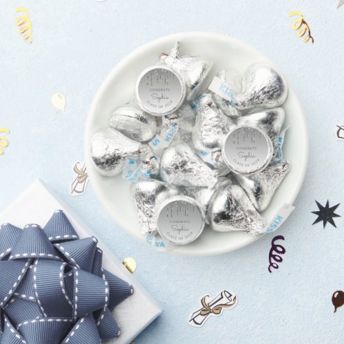 Class of 2024 Silver Glitter Drip Graduation Party Hersheys Kisses