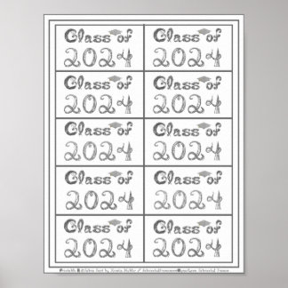 Class of 2024 Silver Glitter Shiny Fabric Font Tag Poster