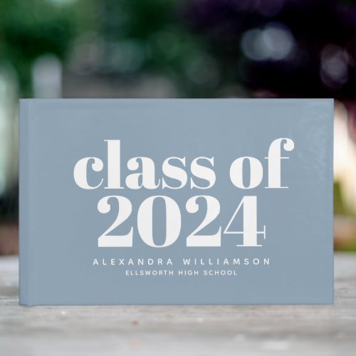 Class of 2024 Simple Dusty Blue Personalized  Guest Book