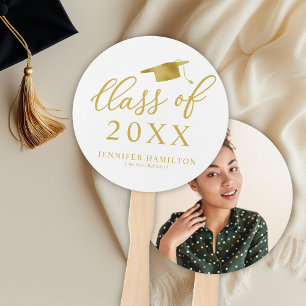 Class Of 2024 Simple Elegant 1 Photo Graduation Hand Fan