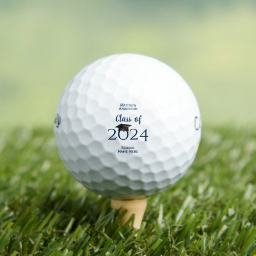 Class of 2024 Simple Elegant Navy Blue Graduation Golf Balls