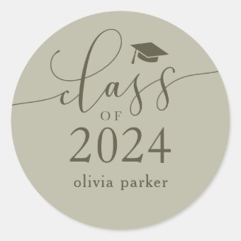 Class of 2024 Simple Graduation Party Favor Classic Round Sticker | Zazzle