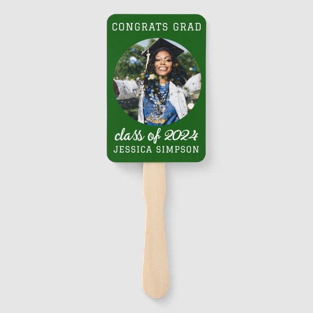 Class of 2024 simple Graduation photo modern Hand Fan (Back)