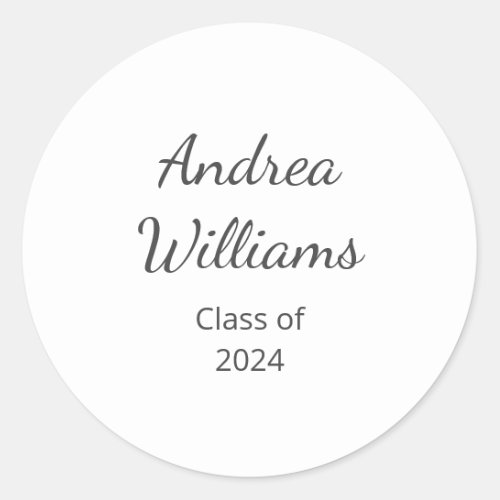 Class of 2024 Simple Graduation Return Address Classic Round Sticker