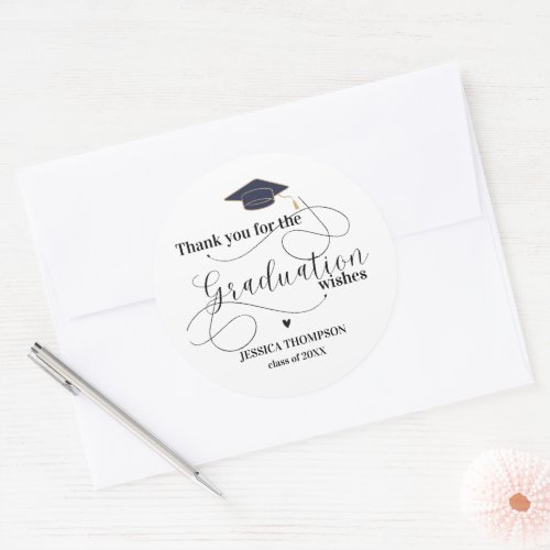 Class of 2024 Thank You for the Graduation Wishes  Classic Round Sticker