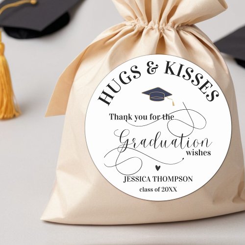 Class of 2024 Thank you Hugs  Kisses Graduation Classic Round Sticker