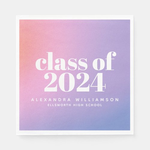 Class of 2024 Trendy Purple Gradient Custom Grad Napkins