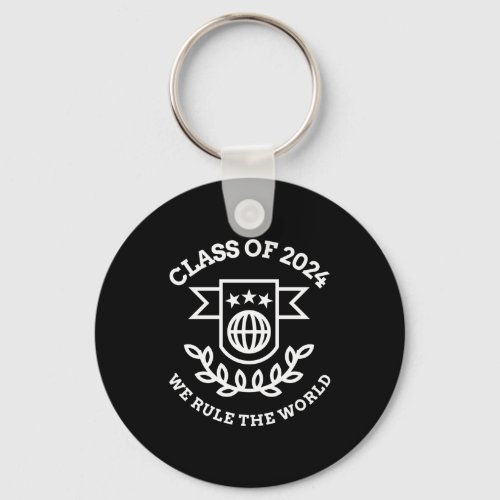 Class of 2024 We Rule the World white design Keychain