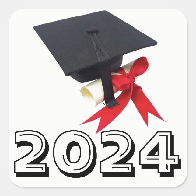 Class of 2024 White Cap Square Sticker by Janz (Front)
