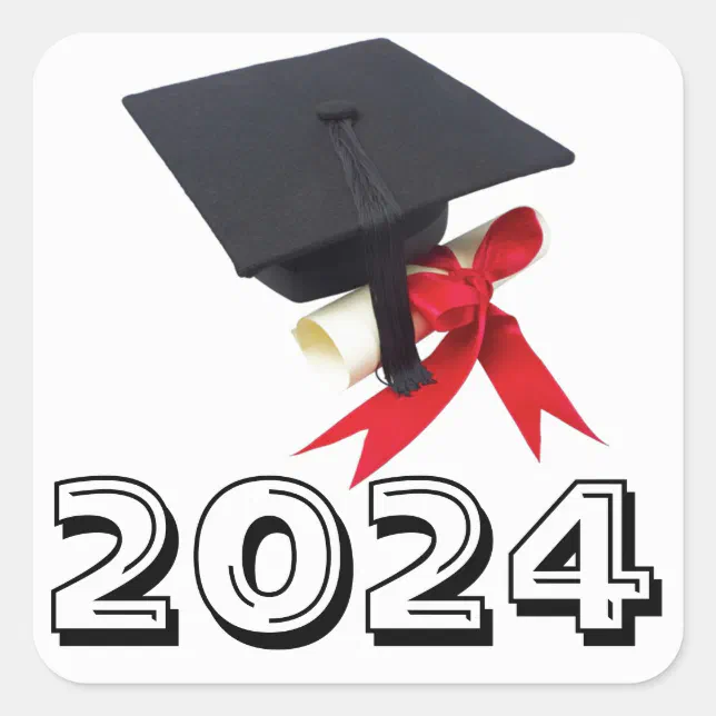 Class of 2024 White Cap Square Sticker by Janz | Zazzle