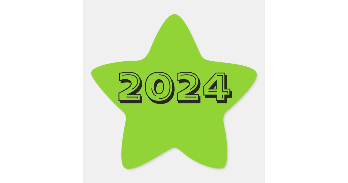 Class of 2024 Yellow Green Star Sticker by Janz | Zazzle