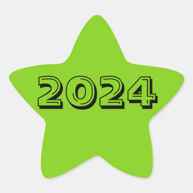Class of 2024 Yellow Green Star Sticker by Janz | Zazzle