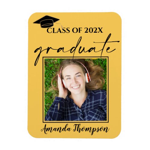Class Of 2024 Yellow Photo Graduate Announcement Magnet