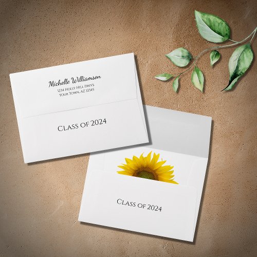 Class of 2024 Yellow Sunflower Graduation   Envelope