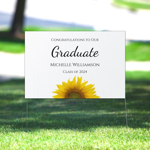 Class of 2024 Yellow Sunflower Graduation Party  Sign