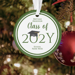 Class of 2025 2026 Elegant Forest Green Graduation Ornament