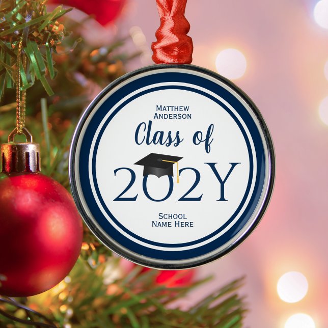 Class of 2025 2026 Elegant Graduation Cap Graduate Metal Ornament (Creator Uploaded)
