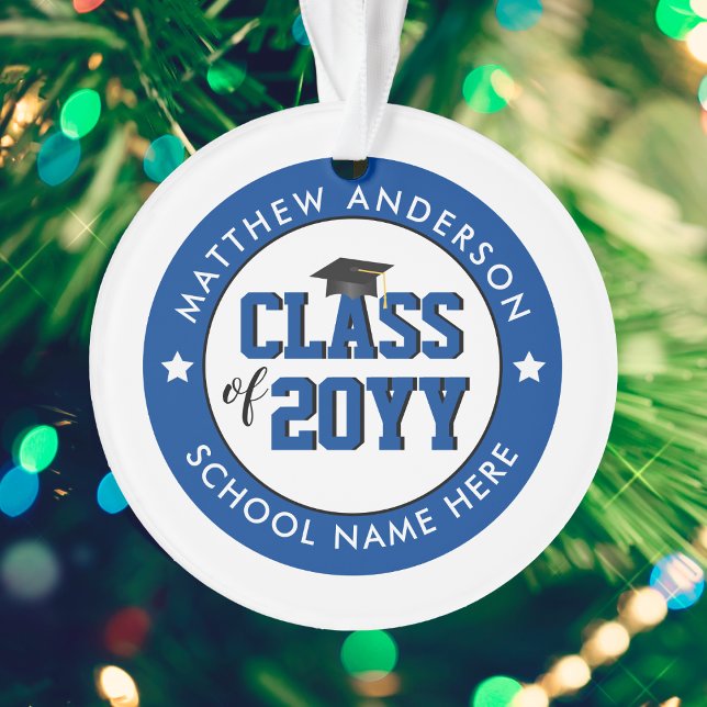 Class of 2025 2026 Elegant Royal Blue Graduation Ornament (Creator Uploaded)