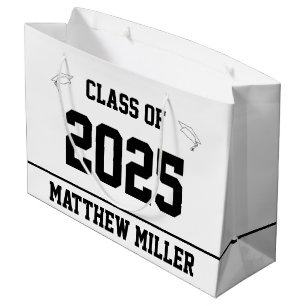 Class of 2025 and Name on White Template Large Gift Bag